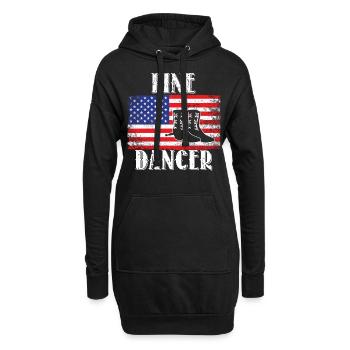 Linedance Line Dancer USA Flagge - Hoodie-Kleid - Schwarz - Vorne
