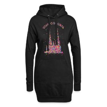 Viva Colonia, Kölner Dom, Konfetti, Facching - Hoodie-Kleid - Schwarz - Vorne