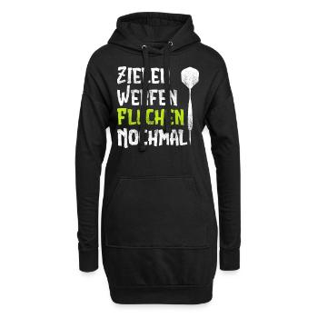 Zielen Werfen Fluchen Nochmal Lustiges Dart - Hoodie-Kleid - Schwarz - Vorne