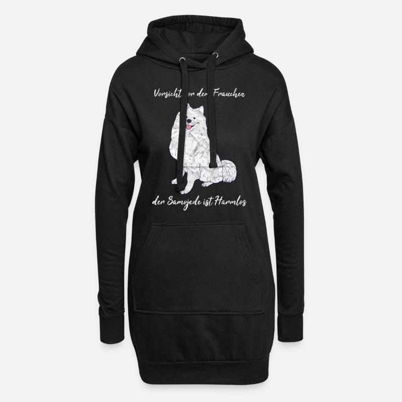 Samojede Hund - Hoodie-Kleid - Schwarz