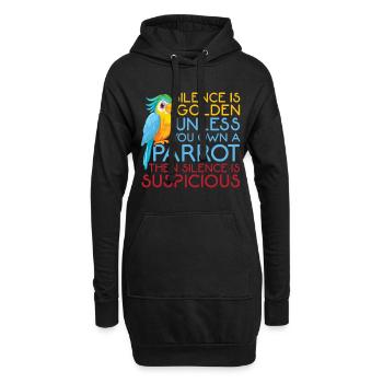 Le silence graphique drôle de perroquet est un oiseau d'or - Sweat-shirt à capuche long Femme - noir - Devant