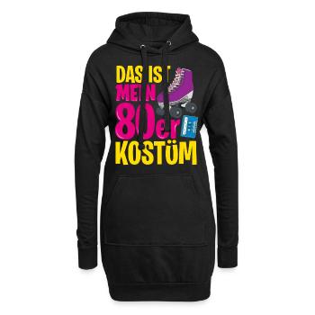 80er Jahre Party Outfit Kostüm Verkleidung 80s - Hoodie-Kleid - Schwarz - Vorne