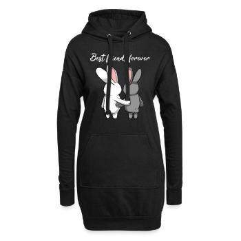 Best Friends Forever rabbit partner - Sweat-shirt à capuche long Femme - noir - Devant