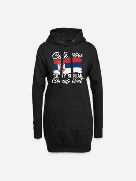 Serbien - Hoodie-Kleid - Schwarz