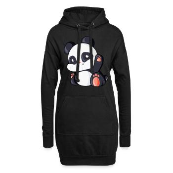 Panda mignon idée cadeau ours panda - Sweat-shirt à capuche long Femme - noir - Devant