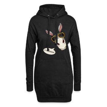 Esel mit Sonnenbrille - Hoodie-Kleid - Schwarz - Vorne