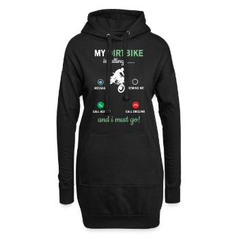 Mein Dirtbike Ruft - Hoodie-Kleid - Schwarz - Vorne