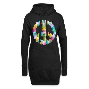 Oeuf de Pâques signe de paix - Sweat-shirt à capuche long Femme - noir - Devant