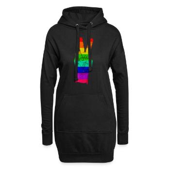 Arc-en-ciel de signe de paix - Sweat-shirt à capuche long Femme - noir - Devant