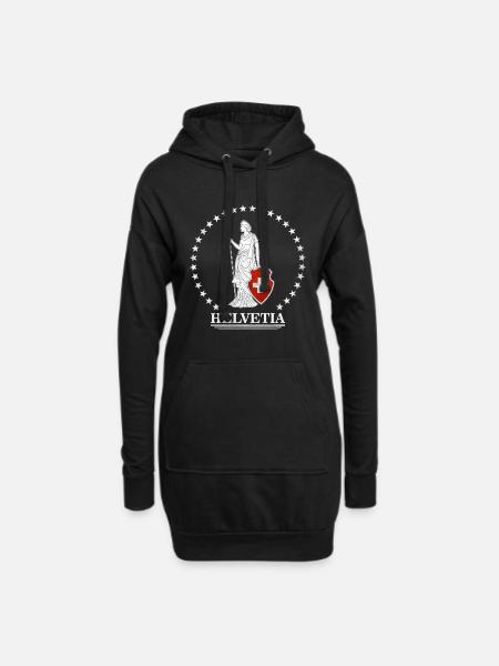 Schweiz - Hoodie-Kleid - Schwarz