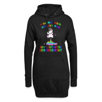 Furzendes Einhorn Mittelfinger Einhorn Xmas - Hoodie-Kleid - Schwarz - Vorne