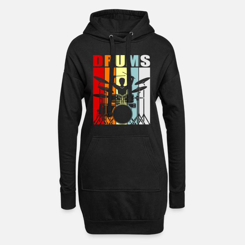 Schlagzeug - Hoodie-Kleid - Schwarz