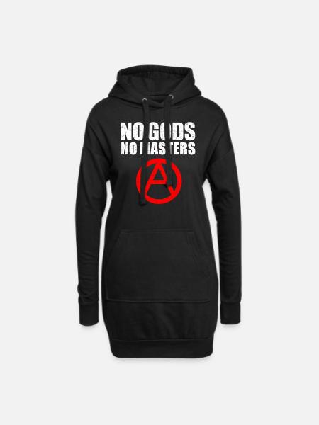 No Gods No Masters Anarchist Anarchy Atheism - Hoodie Dress - black