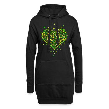 Coeur de trèfles bonne chance - Sweat-shirt à capuche long Femme - noir - Devant