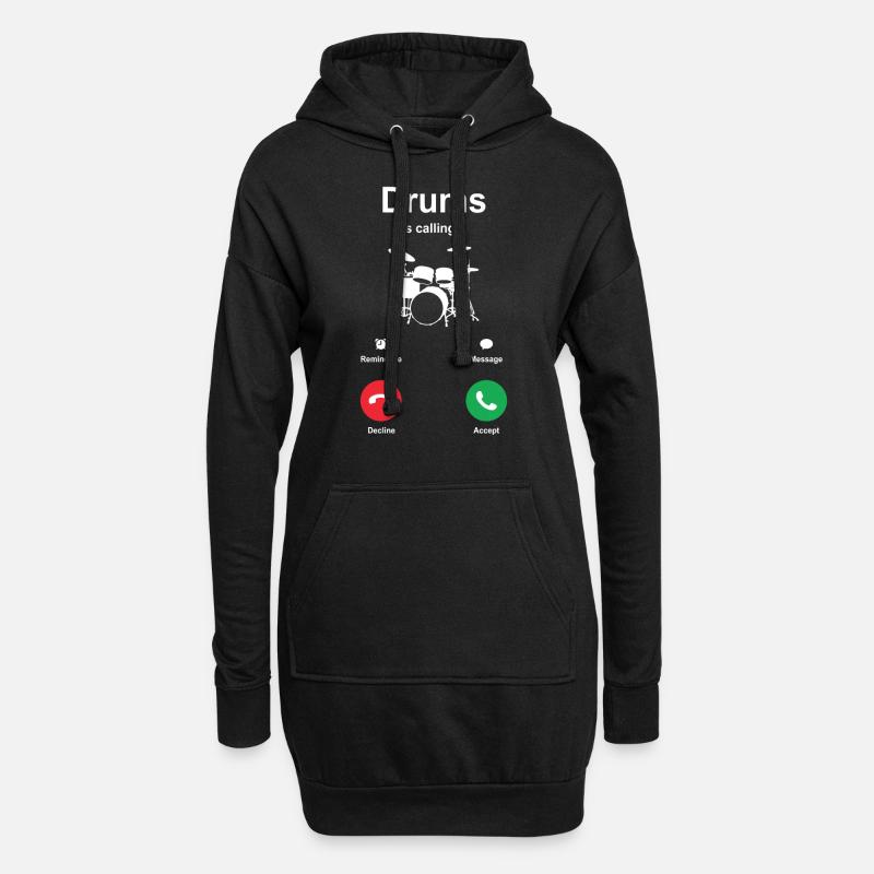 Schlagzeug - Hoodie-Kleid - Schwarz