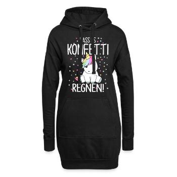 Lass es Konfetti regnen Einhorn - Hoodie-Kleid - Schwarz - Vorne