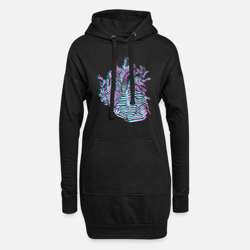 Vaporwave Aesthetic Heart Synthwave Retro Geschenk - Hoodie-Kleid - Schwarz