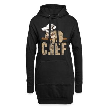 Paresseux chef cuisine cuisine cadeau - Sweat-shirt à capuche long Femme - noir - Devant