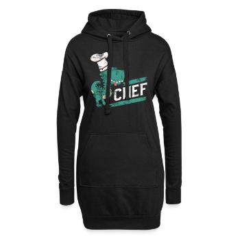 Dino chef cuisine cuisine cadeau - Sweat-shirt à capuche long Femme - noir - Devant