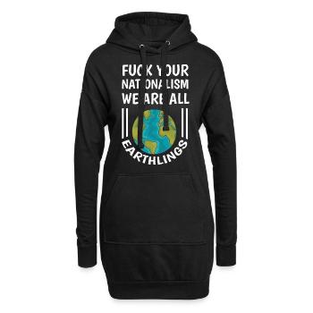 Lustiger Spruch Gegen Rechts Nationalismus - Hoodie-Kleid - Schwarz - Vorne