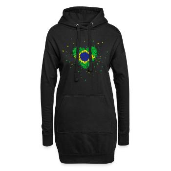 Fußball Herz Brasilien - Hoodie-Kleid - Schwarz - Vorne
