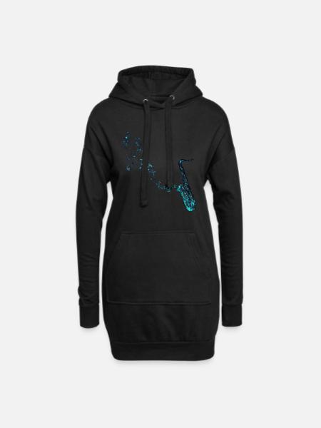 Saxophon Saxophonist - Hoodie-Kleid - Schwarz