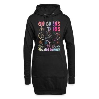 Chickens And Dogs Make Me Happy You Not So Much - Hoodie-Kleid - Schwarz - Vorne