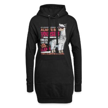 Animal lama - Sweat-shirt à capuche long Femme - noir - Devant