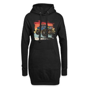 Rétro Monster Truck - Sweat-shirt à capuche long Femme - noir - Devant