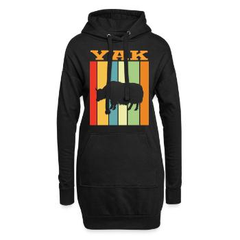 Yak Retro Farbenspiel - Hoodie-Kleid - Schwarz - Vorne