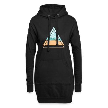 Ozean - türkises Wasser am Traumstrand, Dreieck - Hoodie-Kleid - Schwarz - Vorne