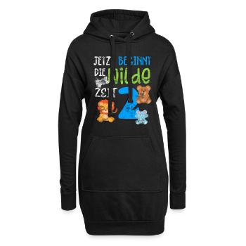 Kindergeburtstag 2 Jahre Safari Geburtstag 2 - Hoodie-Kleid - Schwarz - Vorne