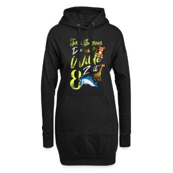 Kindergeburtstag 8 Jahre Safari Geburtstag 8 - Hoodie-Kleid - Schwarz - Vorne