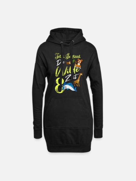 Kindergeburtstag 8 Jahre Safari Geburtstag 8 - Hoodie-Kleid - Schwarz