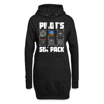 Pilot Sixpack Geschenkidee - Hoodie-Kleid - Schwarz - Vorne