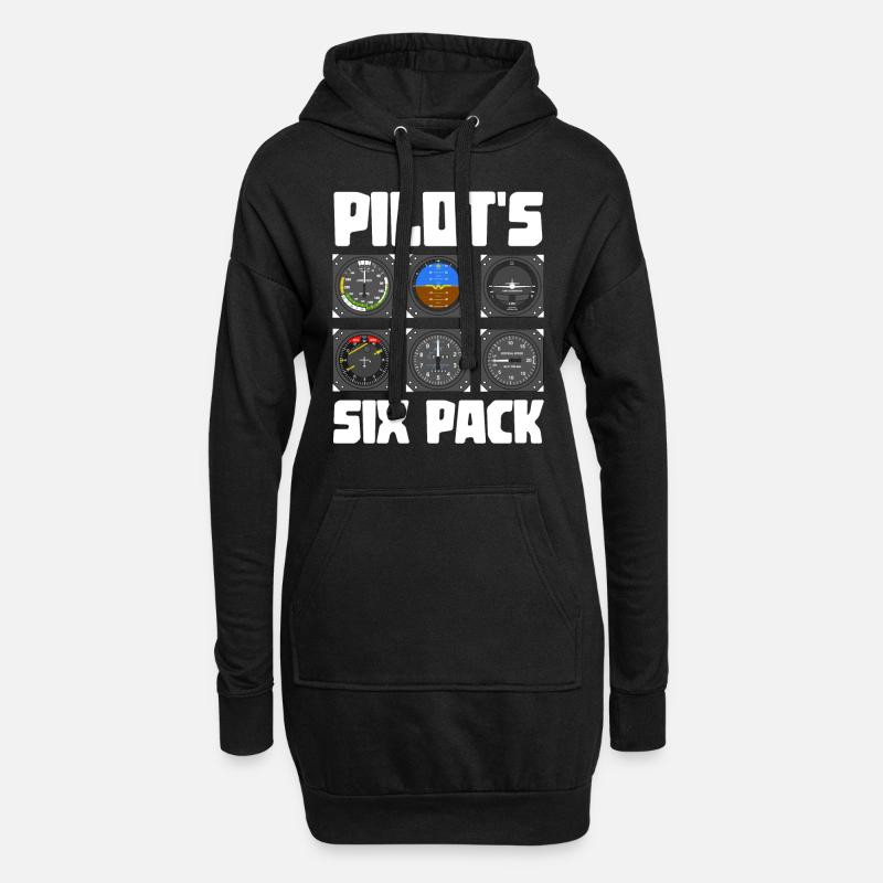 Pilot Sixpack Geschenkidee - Hoodie-Kleid - Schwarz