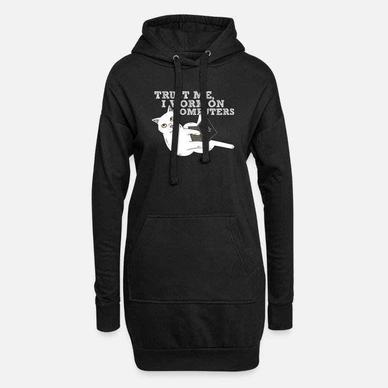 Computer Katze Programmierer - Hoodie-Kleid - Schwarz