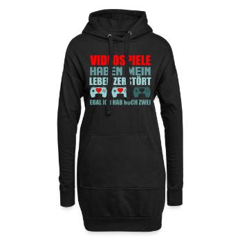 Videospiele Leben Zerstört Gamer Herzen Zocker - Hoodie-Kleid - Schwarz - Vorne