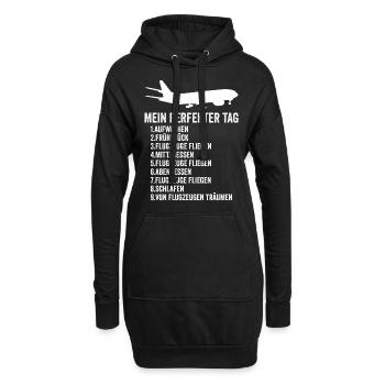 Flugzeug Fliegen Urlaub - Hoodie-Kleid - Schwarz - Vorne