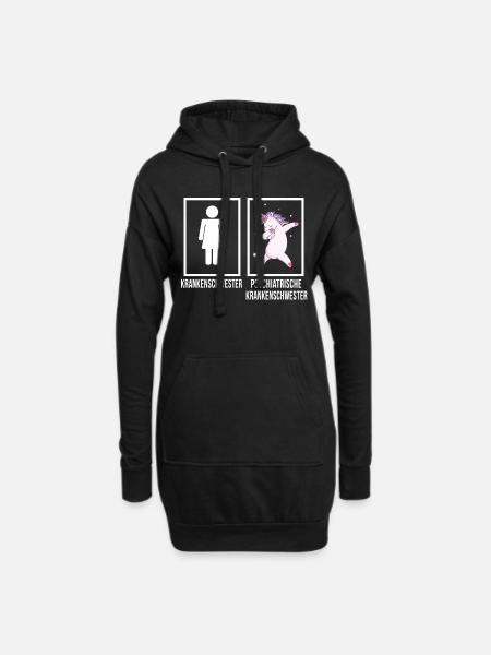 Psychiatrische Krankenschwester Dabbing Unicorn - Hoodie-Kleid - Schwarz