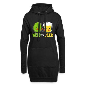 Funny Weed Vs Bier Cannabis Kush Kiffer Saufen THC - Hoodie-Kleid - Schwarz - Vorne