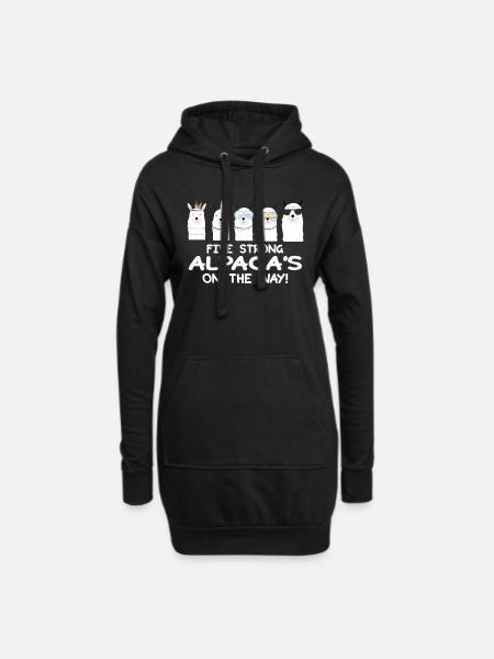 Starkes Alpaka Team - Hoodie-Kleid - Schwarz