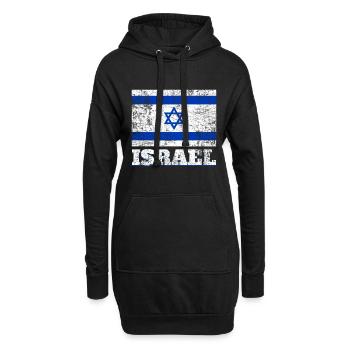 Drapeau d’Israël - Sweat-shirt à capuche long Femme - noir - Devant