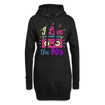 90er - Hoodie-Kleid - Schwarz - Vorne