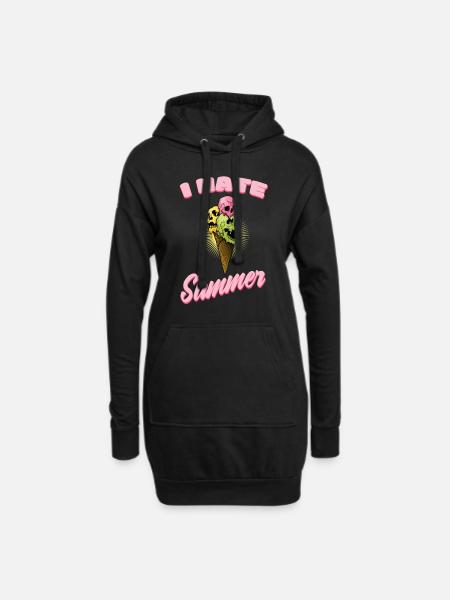Ich hasse Sommer Eis Totenkopf - Hoodie-Kleid - Schwarz