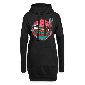 Chats Anime Kawaii Chats Ramen nouilles manga - Sweat-shirt à capuche long Femme - noir - Devant