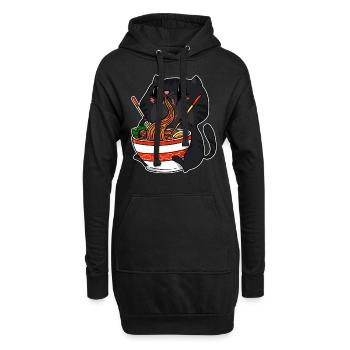 Anime Kawaii Chats Ramen nouilles chat manga - Sweat-shirt à capuche long Femme - noir - Devant
