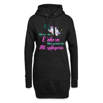 Ein Einhorn schlau getarnt als Altenpflegerin - Hoodie-Kleid - Schwarz - Vorne