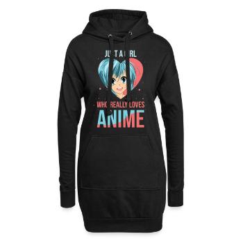 Nur Ein Mädchen Das Anime Liebt Otaku - Hoodie-Kleid - Schwarz - Vorne