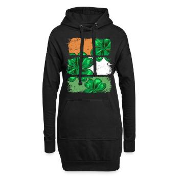 St Patricks Day Irland Fahne Kleeblatt Geschenk - Hoodie-Kleid - Schwarz - Vorne